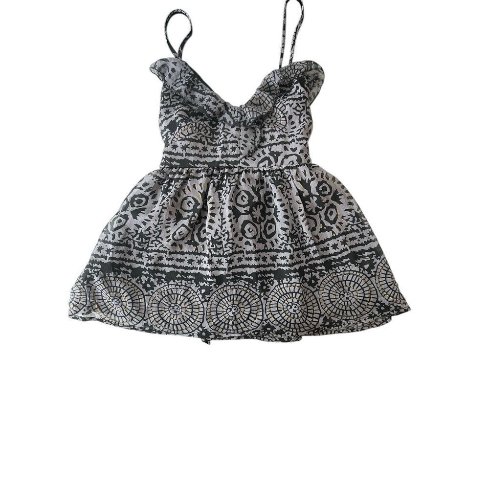 Kirra Babydoll Top Womens Small Gray Spaghetti Strap Tank Zip Blouse Fairy